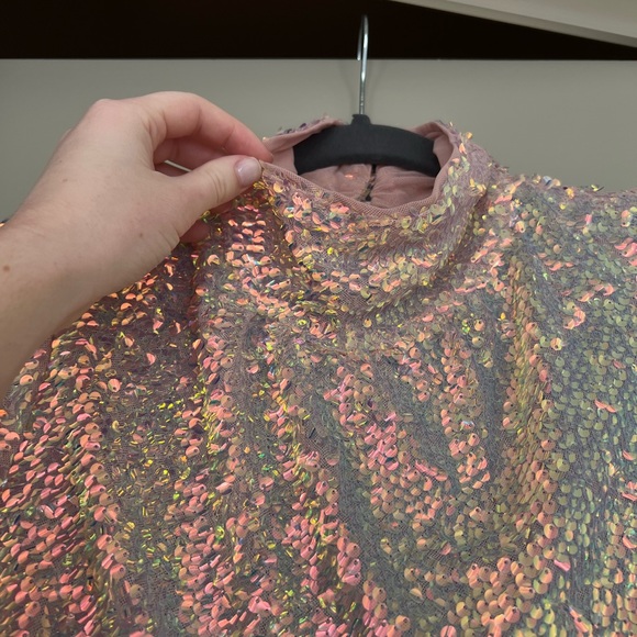 Free People Pink/Metallic Moonstruck Top! Sold out on FP!! - Picture 5 of 9